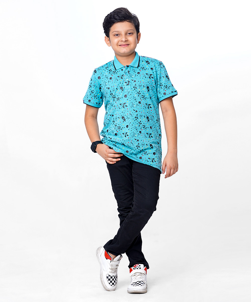 Blue Pique Polo Shirt