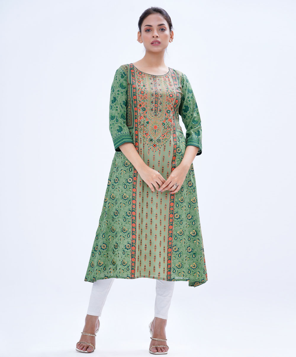 Green Georgette Long Tunic