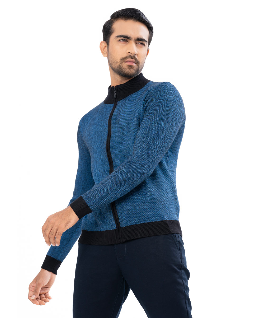 Blue Cotton Knit Sweater