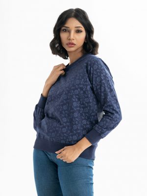 Printed sweat shirt in french terry fabric. Round neck, long-sleeved. Elasticated at the hemline.