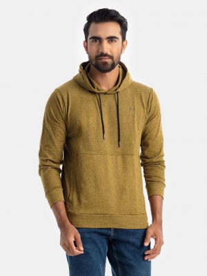 Full-sleeved winter hoodie sweat shirt in stretchable fleece fabric. Adjustable drawstring at hood and front zipper pockets.
