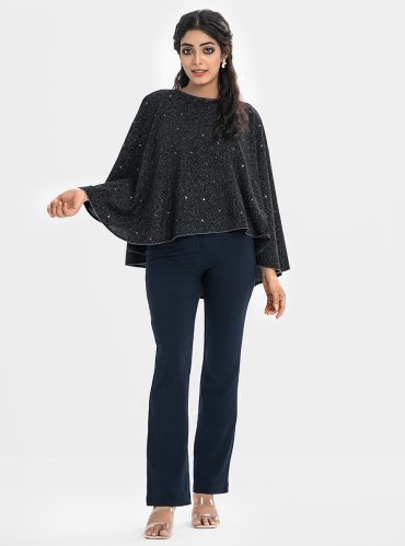 Black Georgette Abaya Cape