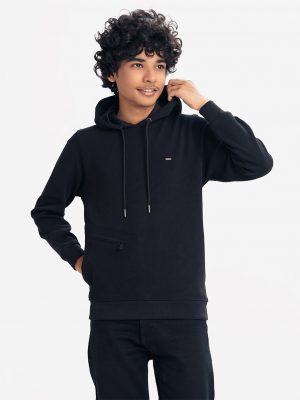 Black Cotton Hoodie Sweat Shirt