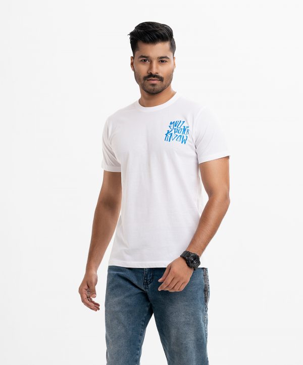 Men's t-shirt in cotton single jersey fabric. Crew neck, short sleeves. Print on the chest.