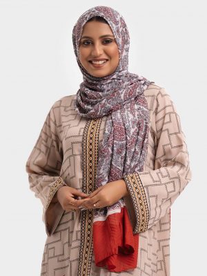 Multi-color long rectangle scarf in soft blended fabric.