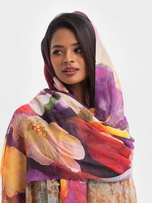 Multi-color hijab/scarf in soft blended fabric. Printed.