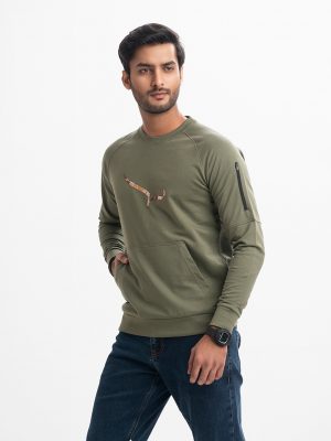 Men's winter sweatshirt in cotton French terry fabric. Full sleeves, crew ribbed neck. Le Reve bird print at front.