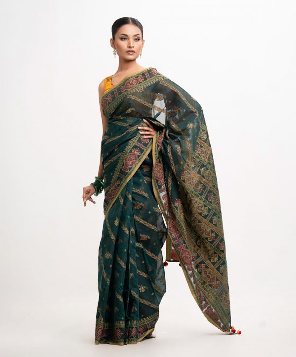Green Half-silk Saree